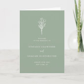Boho Minimalistisch Botanicals Sage Green Wedding Programm (Vorderseite)