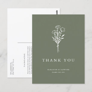 Boho Minimalistisch Botanicals Taupe Green Vielen Postkarte