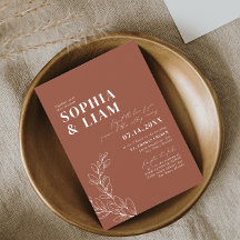 Boho Minimalistisch Botanicals Terracotta Hochzeit