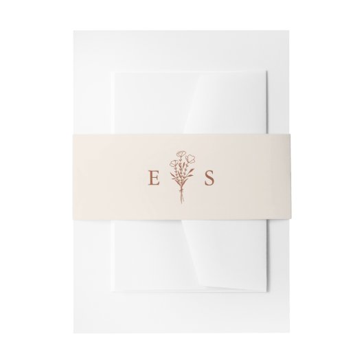 Boho Minimalistisch Botanicals Terracotta Hochzeit Einladungsbanderole (Vorderseite Beispiel)