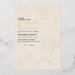 Boho Minimalistisch Botanicals Terracotta Hochzeit Folieneinladung