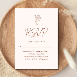 Boho Minimalistisch Botanicals Terracotta Hochzeit RSVP Karte
