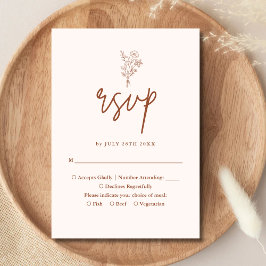 Boho Minimalistisch Botanicals Terracotta Hochzeit RSVP Karte