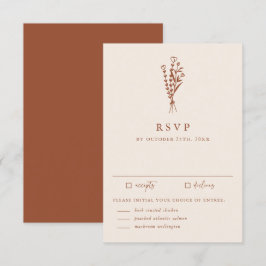 Boho Minimalistisch Botanicals Terracotta Hochzeit RSVP Karte