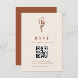 Boho Minimalistisch Botanicals Terracotta QR Code RSVP Karte