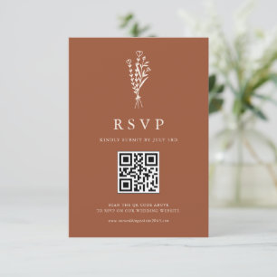 Boho Minimalistisch Botanicals Terracotta QR Code RSVP Karte