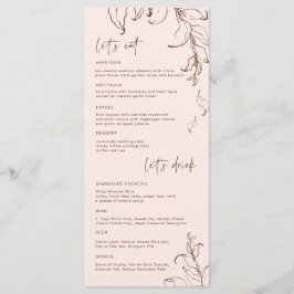 Boho Minimalistisch Botanicals Terracotta Wedding Menükarte