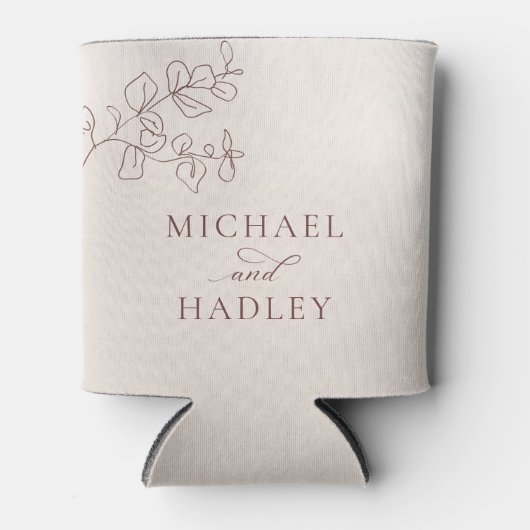 Boho Minimalistisch Botanische Blumenhochzeit Dosenkühler (Vorderseite)