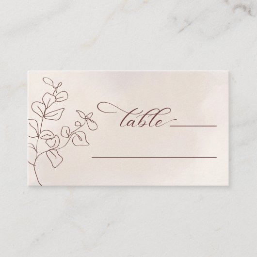 Boho Minimalistisch Botanische Blumenhochzeit Platzkarte (Vorderseite)