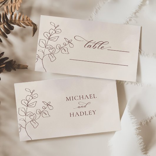 Boho Minimalistisch Botanische Blumenhochzeit Platzkarte