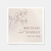 Boho Minimalistisch Botanische Blumenhochzeit Serviette (Vorderseite)