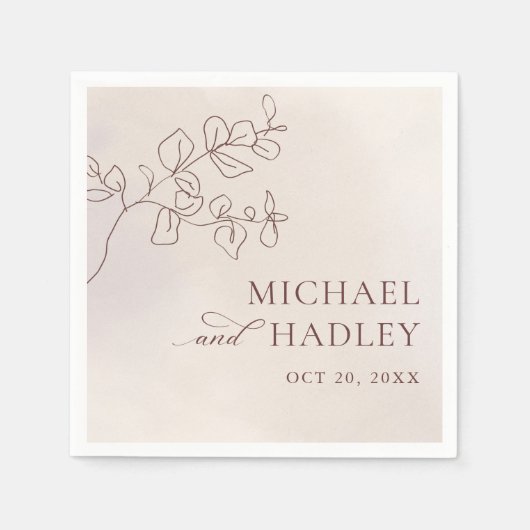 Boho Minimalistisch Botanische Blumenhochzeit Serviette (Vorderseite)