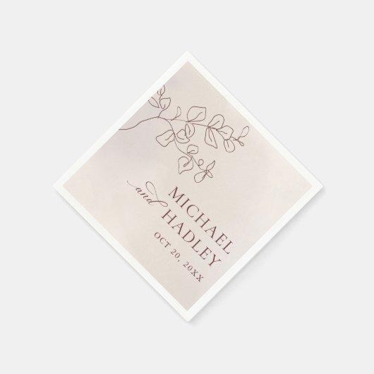 Boho Minimalistisch Botanische Blumenhochzeit Serviette (Ecke)