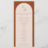 Boho Minimalistisch Burnt Orange Wedding Bar Menu Menükarte (Vorderseite)