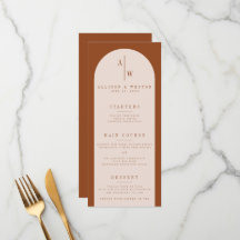 Boho Minimalistisch Burnt Orange Wedding Menu