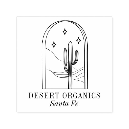 Boho Minimalistisch Cactus Line Art Business-Logo Permastempel (Design)