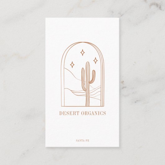 Boho Minimalistisch Cactus Line Art Logo Terracott Visitenkarte (Vorderseite)