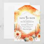 Boho Minimalistisch Cactus Wedding Save The Date (Vorne/Hinten)
