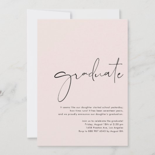 Boho Minimalistisch Calligraphy Arch Foto Abschlus Einladung (Rückseite)