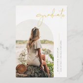 Boho Minimalistisch Calligraphy Arch Foto Abschlus Folieneinladung (Vorderseite)
