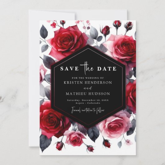 Boho Minimalistisch Crimson Red Wedding Save The Date (Vorderseite)