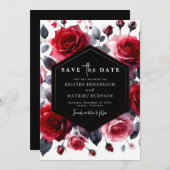 Boho Minimalistisch Crimson Red Wedding Save The Date (Vorne/Hinten)