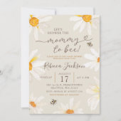 Boho Minimalistisch Daisy Mommy zu Bee Baby Shower Einladung (Vorderseite)