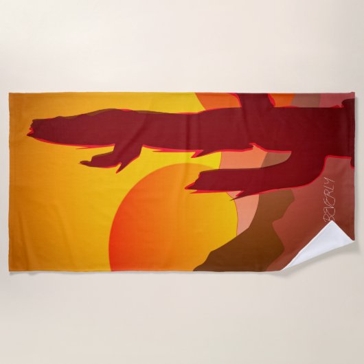 BOHO MINIMALISTISCH DESERT SUNSET GRAPHIE STRANDTUCH (Vorderseite)