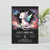 Boho Minimalistisch Dragon Birthday Einladung (Stehend Vorderseite)
