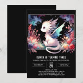Boho Minimalistisch Dragon Birthday Einladung (Vorne/Hinten)