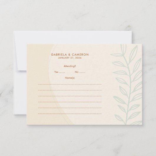 Boho Minimalistisch Earth Tones Wedding Response C RSVP Karte (Vorderseite)