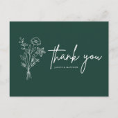 Boho Minimalistisch Emerald Wedding Vielen Dank Postkarte (Vorderseite)