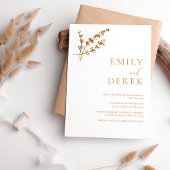 Boho Minimalistisch Fall Orange Floral Wedding Einladung