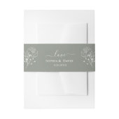 Boho Minimalistisch Floral Sage Green Monogram Wed Einladungsbanderole (Vorderseite Beispiel)