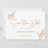 Boho Minimalistisch Foto Burnt Orange Floral Weddi Einladung (Vorderseite)