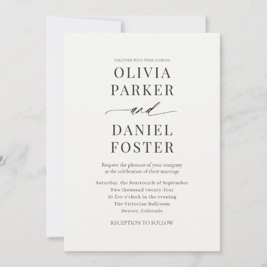 Boho Minimalistisch Foto Wedding Einladung (Vorderseite)