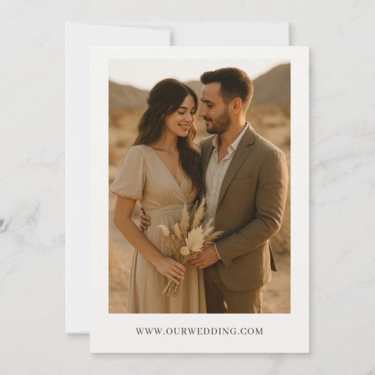 Boho Minimalistisch Foto Wedding Einladung (Rückseite)