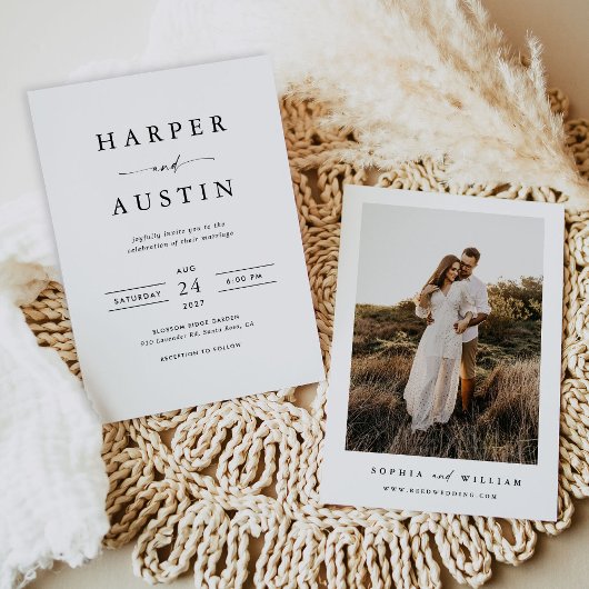 Boho Minimalistisch Foto Wedding Einladung