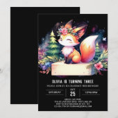 Boho Minimalistisch Fox Birthday digital Einladung (Vorne/Hinten)