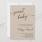 Boho Minimalistisch Gender Neutral Brown Babydusch Einladung (Vorderseite)