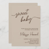 Boho Minimalistisch Gender Neutral Brown Babydusch Einladung (Vorne/Hinten)