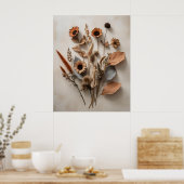 Boho Minimalistisch getrocknete Blumenkunst Printw Poster (Küche)