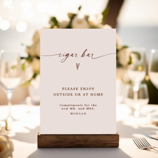 Boho Minimalistisch Gevor Cigar Bar Wedding Sign Poster