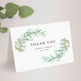 Boho Minimalistisch Greenerity Foliage Hochzeit ge Dankeskarte