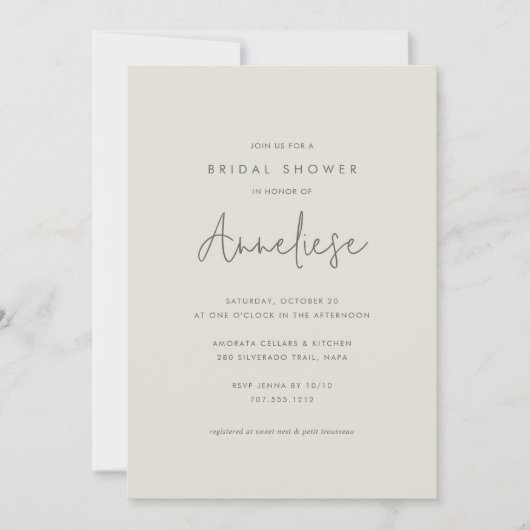 Boho Minimalistisch Handgeschriebenes Skript-Braut Einladung (Vorderseite)