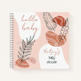 Boho Minimalistisch Hello Baby Dusche Blush Gästeb Notizblock