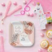 Boho Minimalistisch Hello Baby Dusche Blush Pappteller (Party)
