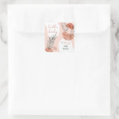 Boho Minimalistisch Hello Baby Dusche Blush Quadratischer Aufkleber (Tasche)