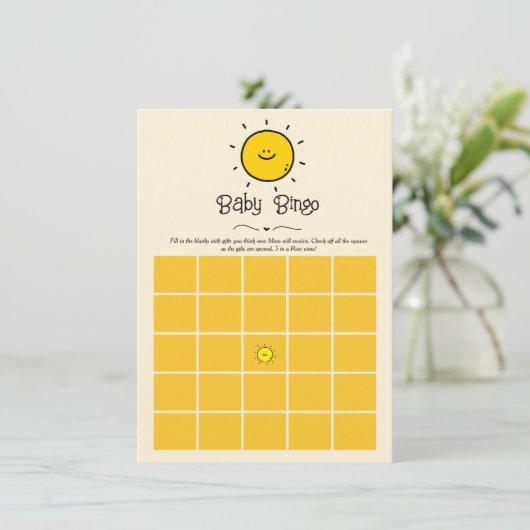 Boho Minimalistisch Hier kommt das Son Baby Bingo  Einladung (Stehend Vorderseite)