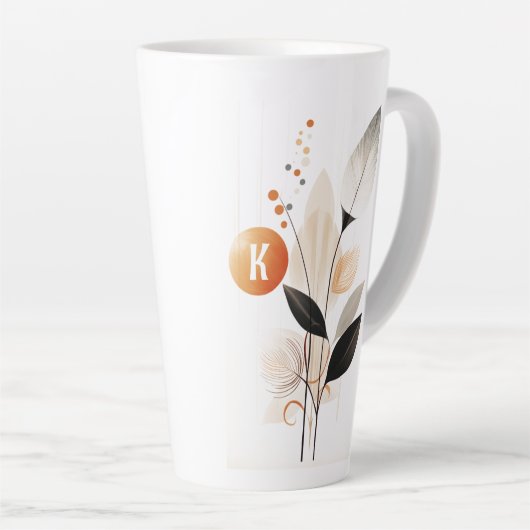 Boho Minimalistisch Initial Latte Tasse (Rechte Ecke)